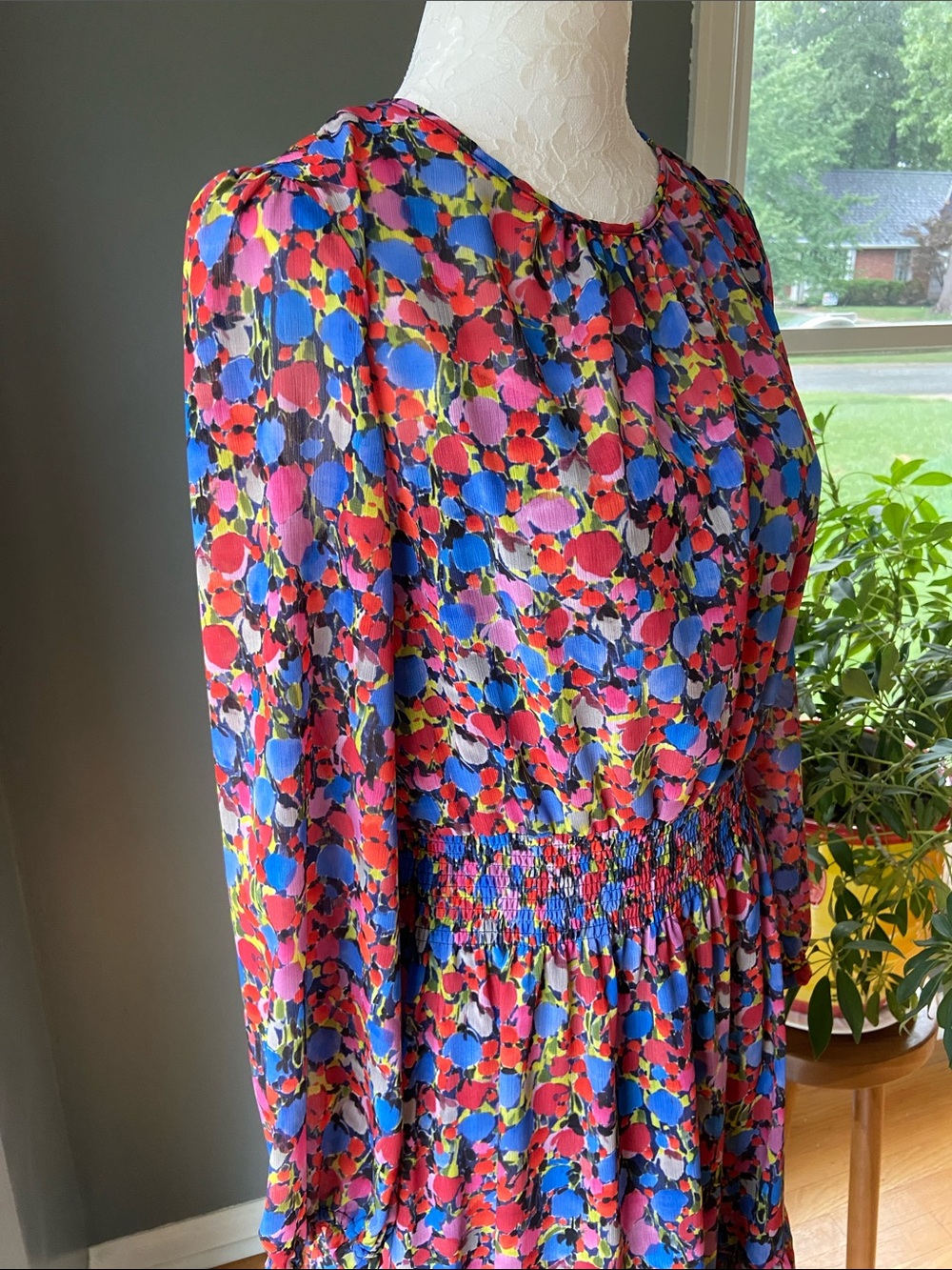 J. Crew Floral Multicolor Long-Sleeve Dress Size Medium - Picture 2 of 10